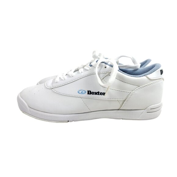 Dexter Womens Size 7.5 White Bowling Shoes With Slide-Rite Soles & Blue Accents - Picture 3 of 8